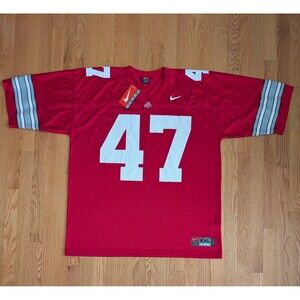 VTG Nike Ohio State Buckeyes Football Jersey Men’s #47 Red White XXL Aj Hawk NWT